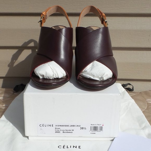 CELINE CrissCross Leather Python Canvas Wedge 39.5 - Picture 3 of 12
